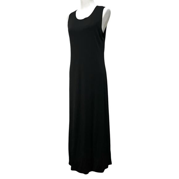 Comfy USA Black Knit Sleeveless Dress Midi Slinky Rayon Blend Stretch Women’s L - Picture 3 of 9